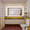 Spacious Washroom With Yellow Modern Interiors - Livspace