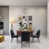 Modern Spacious 4-Seater Dining Room Design with Wall Frames - Livspace