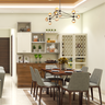 Multifunctional 6-Seater Dining Room Design with Wooden Unit - Livspace