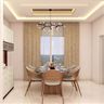 Modern Beige Themed Compact Dining Room Design - Livspace