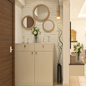 Earthy Tone Contemporary Compact Foyer Design Idea with Mirrors - Livspace