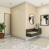 Beige Panelling Modern Compact Foyer Design Idea with Seat - Livspace
