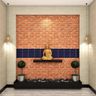 Brick Wall Modern Spacious Foyer Design with Buddha Statue - Livspace