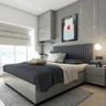 Modern Bedroom with Black Upholstery - Livspace