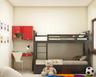 Kids Bedroom with Glossy Red Wardrobe - Livspace