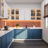 Modern Kitchen with Blue and White Cabinets - Livspace