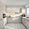 U-Shaped White Kitchen - Livspace