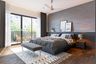 Grey Modern Spacious Master Bedroom Design with Sliding Door Balcony - Livspace
