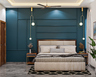 Master Bedroom With Blue Accent Wall - Livspace