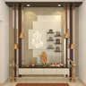 Textured Backdrop Modern Spacious Pooja Room Design - Livspace