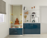 Textured Wall Modern Spacious Pooja Room Design with Storage  - Livspace