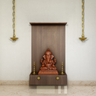 Dark Brown Wooden Contemporary Spacious Pooja Area Design - Livspace