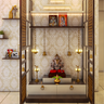Jali Pattern Step Style Modern Spacious Pooja Room Design - Livspace