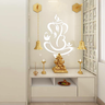 Cream Modern Spacious Pooja Room Design with Backlighting - Livspace