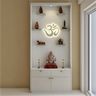 Backlighting Modern Compact Pooja Room Design with Storage - Livspace