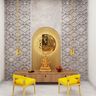 Pooja Room with Golden Finish Interiors - Livspace