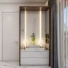 Compact Pooja Room with Wooden Frames - Livspace