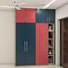 Modern Dual Toned Wardrobe With Open Hinges And Open Shelf For Decor - Livspace