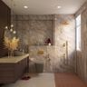 Classic Bathroom Design With Brown Tiles - Livspace