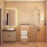 Warm-Toned Compact Bathroom Design - Livspace