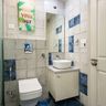 Cream And Blue Small Bathroom Design - Livspace