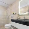 Modern Beige Bathroom Design - Livspace