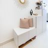 White Foyer Design With Storage - Livspace