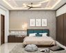 Guest Bedroom With Smoky Wallpaper - Livspace