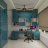 Glossy Teal Home Office Design - Livspace