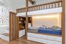 Kids' Room With A Wooden Bunk Bed With Built-In Open And Closed Storage - Livspace