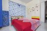 Kids' Room With Light Blue Patterned Wallpaper And A Double Bed - Livspace