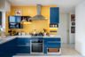 Blue And Yellow Kitchen Design - Livspace