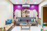 White And Purple Living Room Design - Livspace