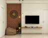 Wall-Mounted TV Unit With Brick Wall - Livspace