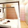 Tricolour Bedroom Wallpaper Design - Livspace