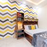 Chevron-Patterned Bedroom Wallpaper - Livspace