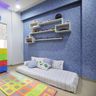 Triangular-Patterned Blue Wallpaper Design For Kids' Rooms - Livspace