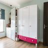 Pink And White Wardrobe With Drawers - Livspace