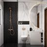 Contemporary Hexagonal And Marble Black-White Bathroom Tile Design - Livspace