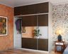 Brown And White 2-Door Sliding Wardrobe With Mirror And Highlighted By A Peach Textured Wall - Livspace