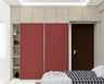 Modern Red And Grey 2-Door Sliding Wardrobe With Open Shelves And Loft Storage - Livspace