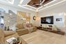 Living Room Design with Beige Leather Sofas