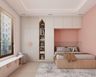 Pink And White Girls Room Design With 3-Door Swing Wardrobe, Wooden Queen-Size Bed And Stand-Alone Storage Unit - Livspace
