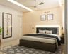 Gypsum Single-Layered Bedroom False Ceiling Design With Recessed Lights - Livspace