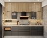 Dark Grey and Wood Parallel Kitchen Design