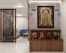 Contemporary Acacia Exodus Floor Mount Pooja Mandir Design with 3-Cabinet Storage - Livspace