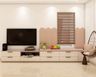 Modern Champagne and Frosty White Floor-Mounted TV Unit - Livspace
