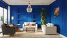 Classic Living Room Wall Paint Design In Vibrant Blue - Livspace