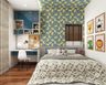 Blue And Yellow Modern Wallpaper Design For Kids Bedrooms With Umbrella Motifs - Livspace