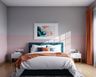Mid-Century Modern Bedroom Wall Paint Design With Light Grey And Pink Wall - Livspace